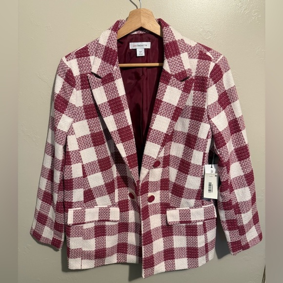 Liz Claiborne Women’s Rose Checkered Jacket Tweed Plaid Size 16P Wool Blend NWT - Picture 2 of 14